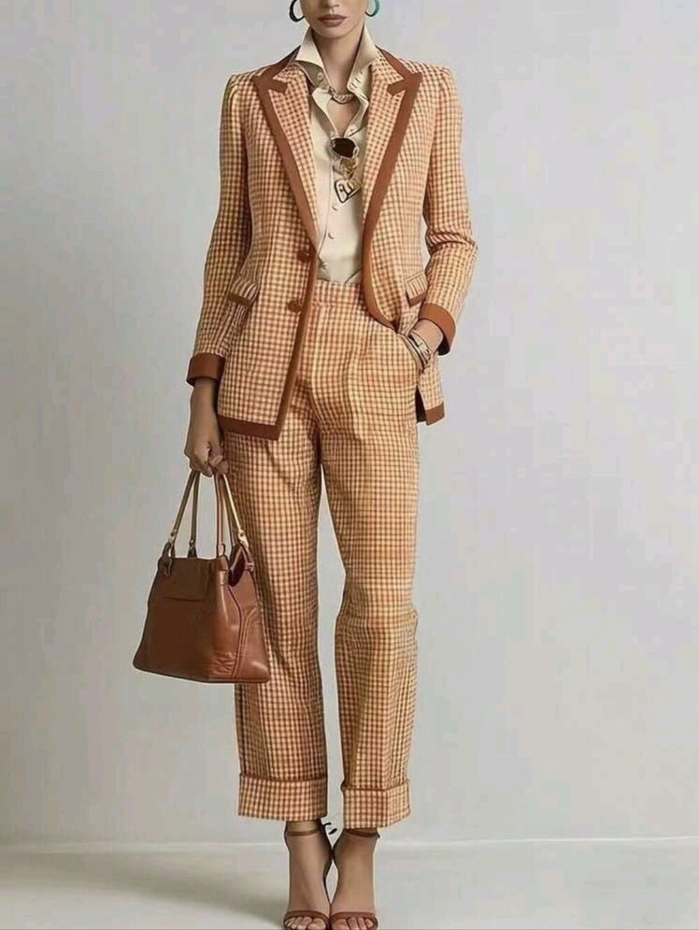Elegant Long-Sleeved Blazer Jacket And Wide-Leg Pants Suit